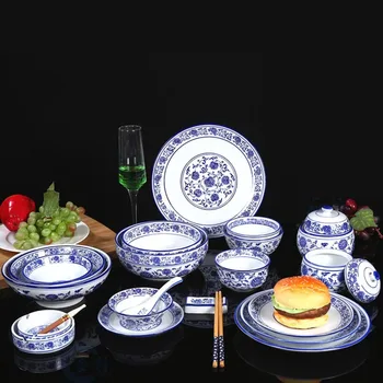 6-10inch Albastru și Alb Portelan Farfurii Jingdezhen Ceramic Rotund Farfurie de Epocă Chineză Tacamuri de Vest Friptura Vas