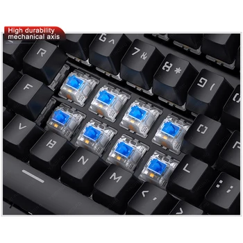 6 Culori de Fundal Adevărat Tastatură Mecanică 104 taste cu Fir Gaming Keyboard Negru Albastru Axa Pentru Laptop PC Gamer