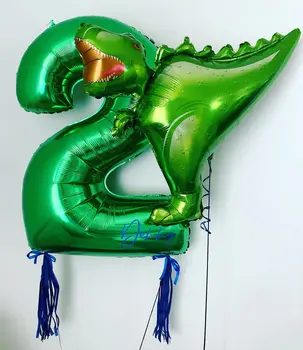 6pcs Mare Dinozaur Baloane Folie 32inch Verde Folie Număr de Baloane Petrecere Dinozaur Dino Tema Ziua Jungle Party Decor Globos
