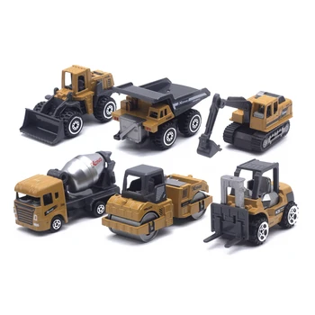 6pcs/set 1: 64 turnat sub presiune din Aliaj de Mini Inginerie Vehicul Excavator Model Auto Set Copii Colectii pentru Copii Băieți Cadou de Crăciun