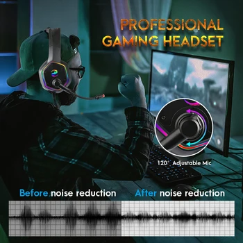 7.1 LED Stereo Gaming Headset cu Microfon Zgomotul Tableta Casca Anula Copil PC Peste Ureche Laptop Pentru PS4, PS5 Gamer Căști
