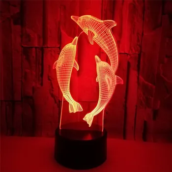 7 Culori Schimbare Delfin Touch Comutator Lampă de Masă Copii Xmas Cadou Noptiera decorațiuni 3D Lumina de Noapte