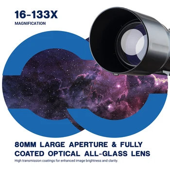80mm Obiectiv Mare Telescop cu Trepied Reglabil Portabil Sac de Depozitare Suport Mobil 133X Ridica Imaginea Monocular Incepator Copil Cadou
