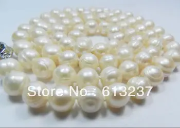 9-10mm alb natural de apă dulce de cultură rotund margele perla diy colier fierbinte de vânzare en-gros preț mare mare de bijuterii 18inch MY4548