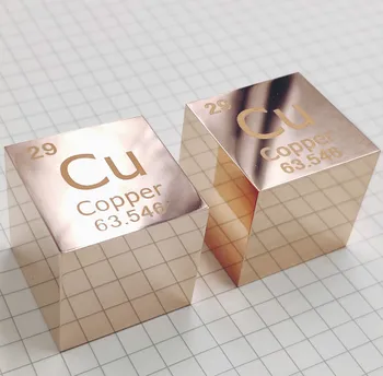 99.95% Puritate Ridicată Oglindă lustruit Cupru Element Cub 25,4 mm Metal Densitate Cuburi Sculptate Element din Tabelul Periodic Cub