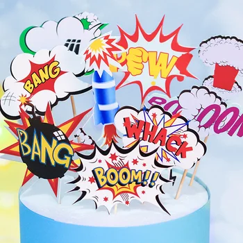 9pcs Desene animate Ban Rachete Happy Birthday Cake Topper Drăguț Cupcake Topper pentru Băiat Ziua de nastere Partid Desert Prajitura Decor Consumabile