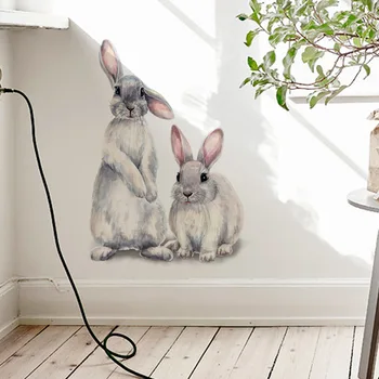 Acuarelă animal vulpe iepure drăguț autocolante de perete living dormitor camera copiilor decor acasă autocolante de perete