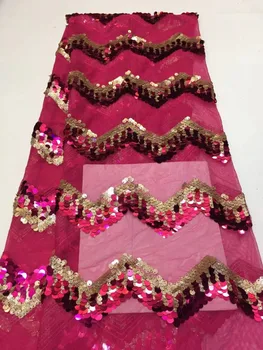 African dantela tesatura de înaltă calitate, cu paiete destul franceză net dantela tesatura pentru Nigerian femeie rochie de petrecere ZXN126