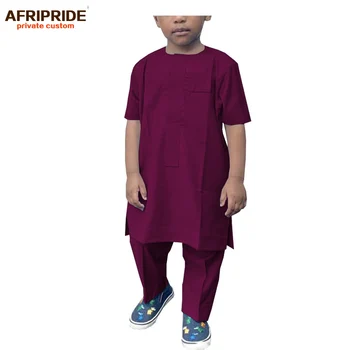 AFRIPRIDE stil african biserica costum de băiat mâneci scurte tricou+full lungime pantaloni casual costum pentru baieti A194007