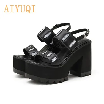 AIYUQI Femei Sandale de Vară 2021 Nou Tocuri inalte Deschis-pentru Femei Sandale Platforma rezistent la apă Moda Sandale Romane Doamnelor
