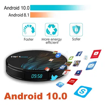 Android 10.0 HK1MAX Smart TV Box 2.4 G/5G Wifi Quad Core BT 4.0 Set Top Box Media Player de Control Vocal HK1 MAX 2GB 4GB