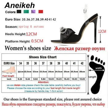 Aneikeh 2021 NOUA Moda de Vara pentru Femei din SATIN ARC STILETTO CATÂRI Sandale Catâr Tocuri Ascuțite toe Stras Tobogane de Petrecere, Pantofi