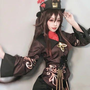 Anime! Genshin Impact Hutao Costum Joc Hu Tao Frumoasă Uniformă Cosplay Costum De Halloween Petrecere De Carnaval Costum Pentru Femei