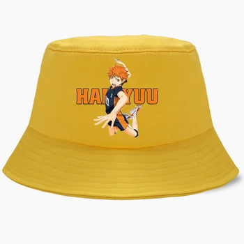 Anime-Ul Japonez Haikyuu Liceu Găleată Pălărie Karasuno Volei Club Capace De Vară Pescar Panama Bob Pălării Hip Hop Plajă Capac