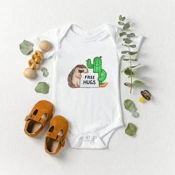 Ariciul și Cactus Amuzant Imprimare Copil Fată Băiat Romper Grafice Drăguț Pop Nou-născuți Salopete Ropa Bebe Moale Haine Frumoase