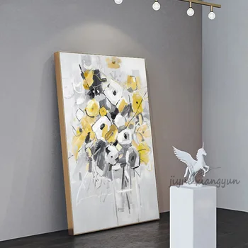 Arta de perete Panza Pictura Abstractă Artă de Mână-Trase de Culoare de Aur Figura Flori Nordice și Postere de Imprimare Decor Perete Living Decorul Camerei