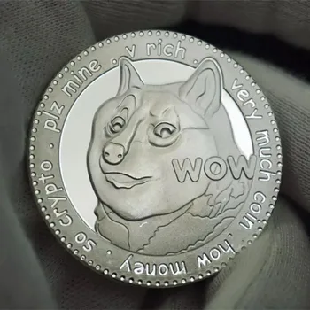 Aur Placat Cu Argint Dogecoin Monede Comemorative Drăguț Câine Model Câine An De Colectare Monede Replica De Monede Suvenir Cadou