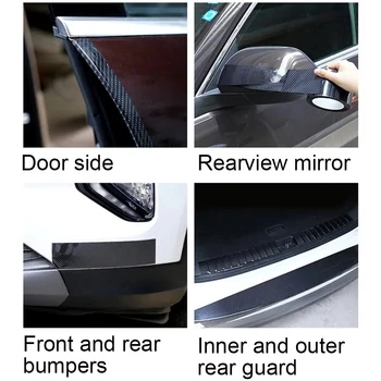 Auto Pragului de Ușă Oglindă Laterală Înfășurați de Film DIY Inserați codul Protector Bandă rezistent la apa Anti Scratch Bandă Nano Fibra de Carbon Autocolant Auto