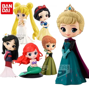 BANDAI 15Cm Qposket Printesa Figura Jucării Rochie de Mireasa Belle Mulan, Ariel, Cenusareasa, Elsa Anna Alice Model de Papusa Cadouri pentru Fete