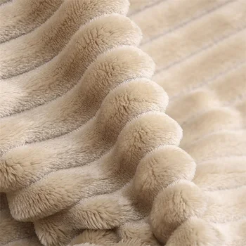 BeddingOutlet Arunca Pătură de Culoare Solidă cu Dungi Pat Pătură Moale de Pluș Cuvertură de pat Flanel Pătură de Lână pentru Canapea, Canapea Dropship