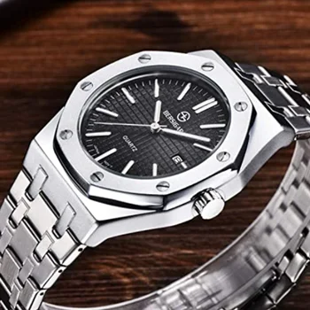 BERSIGAR Bărbați Ceasuri de Moda Sport Cuarț Ceas din Oțel Inoxidabil rezistent la apa Brand de Lux Barbati Ceas Automată Negru Ceas
