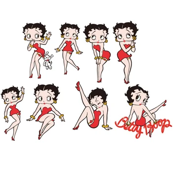 Betty Boop Fier pe Patch-uri pentru Haine Drăguț Fată Dungi Termo etichetele de pe Haine de Transfer de Căldură Aplici Patch Personalizate Topuri R