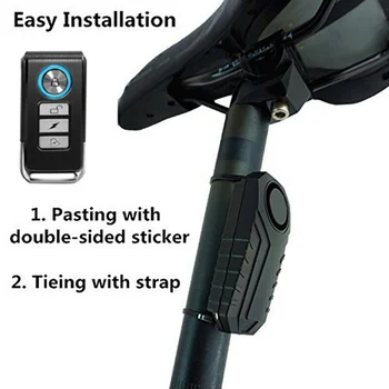 Bicicleta fără fir Avertizare de Alarmă Electric Corn Tridimensional Deplasare Alarmă 7 Sensibilitate Reglabilă pentru Scutere rezistent la apa