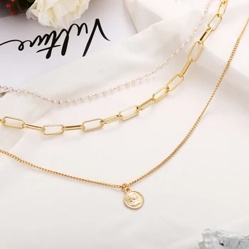 Boho colier de perle pentru femei estetice stratificat-o singură bucată Lanțuri haine accesorii Bijuterii Pandantiv Cadou pentru prietena 2021
