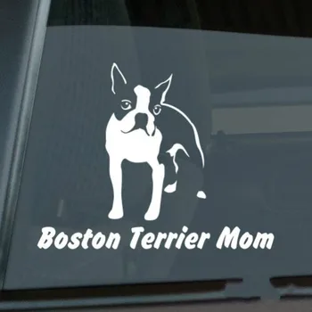 Boston Terrier Mama Autocolant Tăiat Mor de Vinil fereastra decal Dimensiune(inch): 6.00 x 4.73