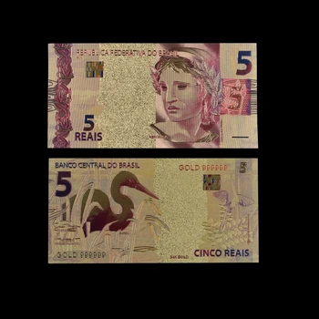 Boutique 6Pcs/Set Culoare Brazilia 2/5/10/20/50/100 Reali 24K Aur a Bancnotelor False Facturi de Bani Decoratiuni si Cadouri