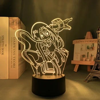 Brangdy 3d Lampa Anime Eroul Meu mediul Academic Tsuyu Asui Lampa pentru Decorare Dormitor Cadou de Ziua Tsuyu Asui Led Lumina de Noapte Froppy