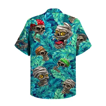 Bărbați Îmbrăcăminte de Vară pe Plajă Camasi pentru Barbati de Imprimare în jos Rândul său Guler Maneca Scurta Camasi Casual Camisas Hawaii Tricouri