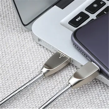 Cablu Micro USB de Încărcare Rapidă de telefoane Mobile Cabluri de 1M Cu Tub Moale Nu Înnodate USB-C de Sârmă de Metal Pentru Samsung Negru, Argint, Aur
