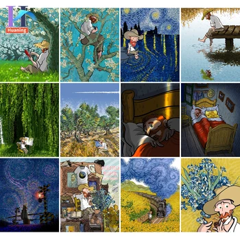 Cadru de BRICOLAJ, Pictura De Numere viața lui Van Gogh Imagine Abstracta Vopsea De Numere Handpainted Pictură în Ulei Pentru Decor Acasă Diy Cadou