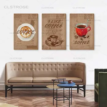 Cafea Desert Panza Pictura Nordică De Perete De Epocă Poster De Artă Abstractă Cafenea Poze Decor Bucatarie Moderna Decor Acasă