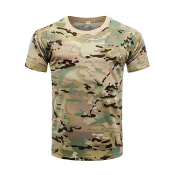 Camuflaj Tactice Maneca Scurta Barbati iute Uscat de Luptă T-Shirt Militar Armata Copil Tricou de Camuflaj în aer liber, Drumeții, Vânătoare Tricouri