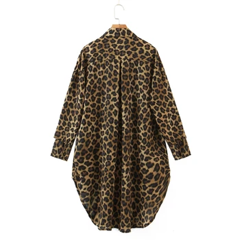 Casual Leopard De Imprimare Vrac Bluza Sifon Maneca Lunga Vacanță De Primăvară, Tricouri Rândul Său, În Jos Guler Topuri
