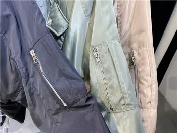 Casual Îmbrăcăminte pentru Femei 2021 kaki Jacheta Bomber Supradimensionate vrac scurt cu fermoar epocă sacou cu fermoar za bomber geaca Parka wo
