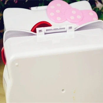 Cat De Kawaii Depozitare Organizator De Bijuterii Drăguț Pliabil Machiaj Recipient De Plastic Trinket Box Mini-Dulap Pentru Copii Copii Oglindă