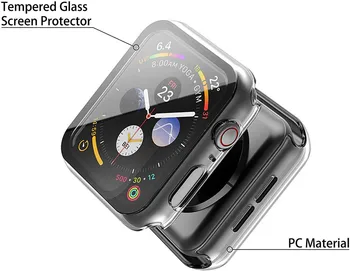 Caz Pentru Apple Watch 6 SE 44mm 40mm Temperat Pahar Ecran Protector Pentru Applewatch iWatch Seria 5 4 Protactors