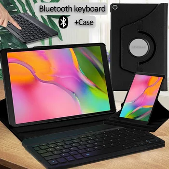 Caz pentru Sumsung Galaxy Tab 10.1 Inch/Tab S6 Lite 10.4 Inch de 360 de Rotație Piele PU Stand husa de Protectie+Tastatura Bluetooth