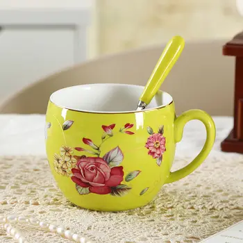Colorate Cana Ceramica Gura Mare Cupa Cuplu Ceașcă de Cafea Cadou Cana cu Lapte Exclusiv Lingura de Cesti si Cani Cana de Cafea Drăguț