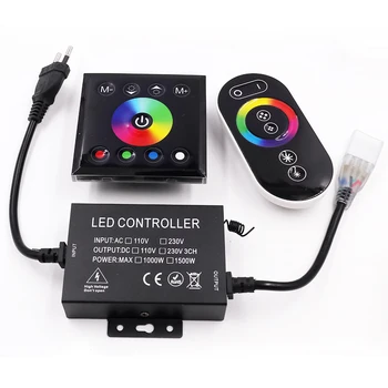 Controler RGB RF Full Touch de la Distanță 220V 110V Panou Tactil Montat pe Perete Screem Comutatorului graduatorului pentru Benzi cu LED-uri Lumina de Neon