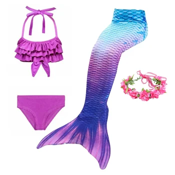 Copiii mă înec Fete Înot coada de Sirena Sirena Costum de Cosplay, costume de Baie Copii Fantasy Beach Bikini poate adăuga Monofin Fin