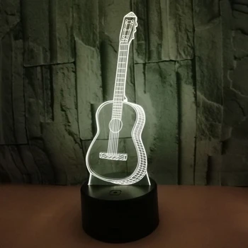 Creativ a CONDUS Lumina de Noapte În 7 Culori Schimbare 3D Chitara Forma Atingeți Lampa Decorativa 11UA