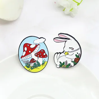 Creator de desene animate de dormit rabbit înfloritoare ciuperci email brosa distractiv aliaj insigna ace guler rucsac accesorii cadouri pentru copii