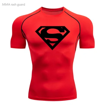 Culori solide Top tricou Barbati Vara tricou maneci Scurte iute uscat Fitness Comprimat MMA de Înaltă calitate, Plus marimea 4XL costum de Jogging