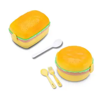 Cuptor Cu Microunde Cutie De Prânz Drăguț Hamburger Piese Alimentare Recipient De Stocare A Copiilor De Școală Copiii Birou Portabil Bento Box