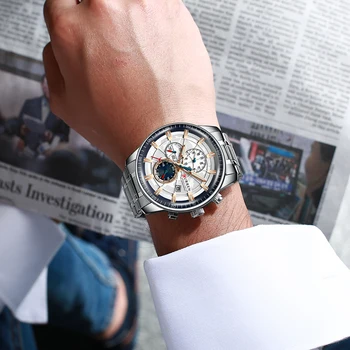 Curren Brand Mens Ceasuri De Lux Din Oțel Inoxidabil Cuarț Bărbați Ceas Sport Cronograf Ceas Mare Cadran De Ceas Relogio Masculino
