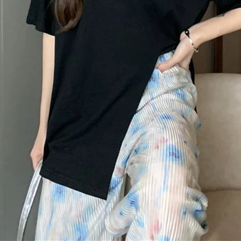 Cutat Imprimare Vrac Largi Picior Femei Stright Pantaloni Talie Mare Moda Dulce Plin Pantaloni Fete Casual de Vara coreeană Stil Tineri